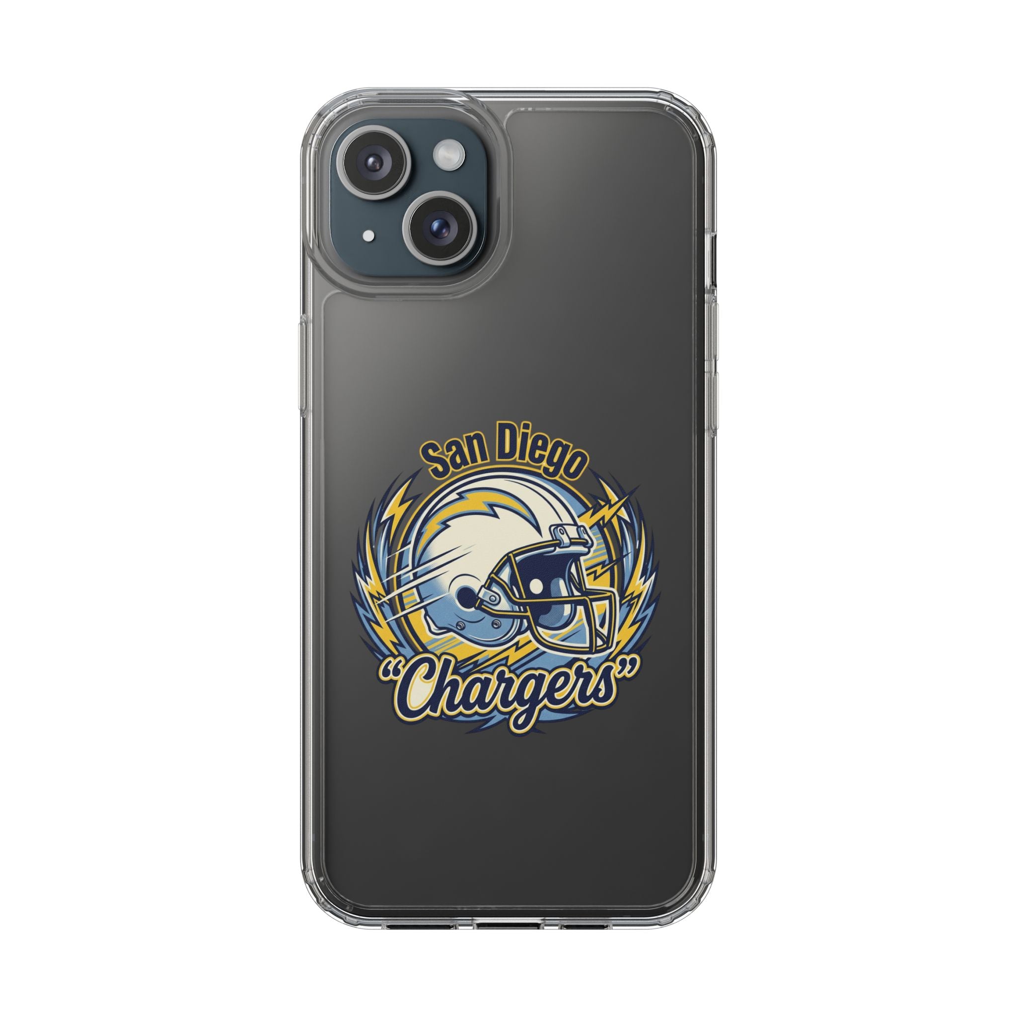 Chargers Clear Phone Case — San Diego Lightning Helmet Design