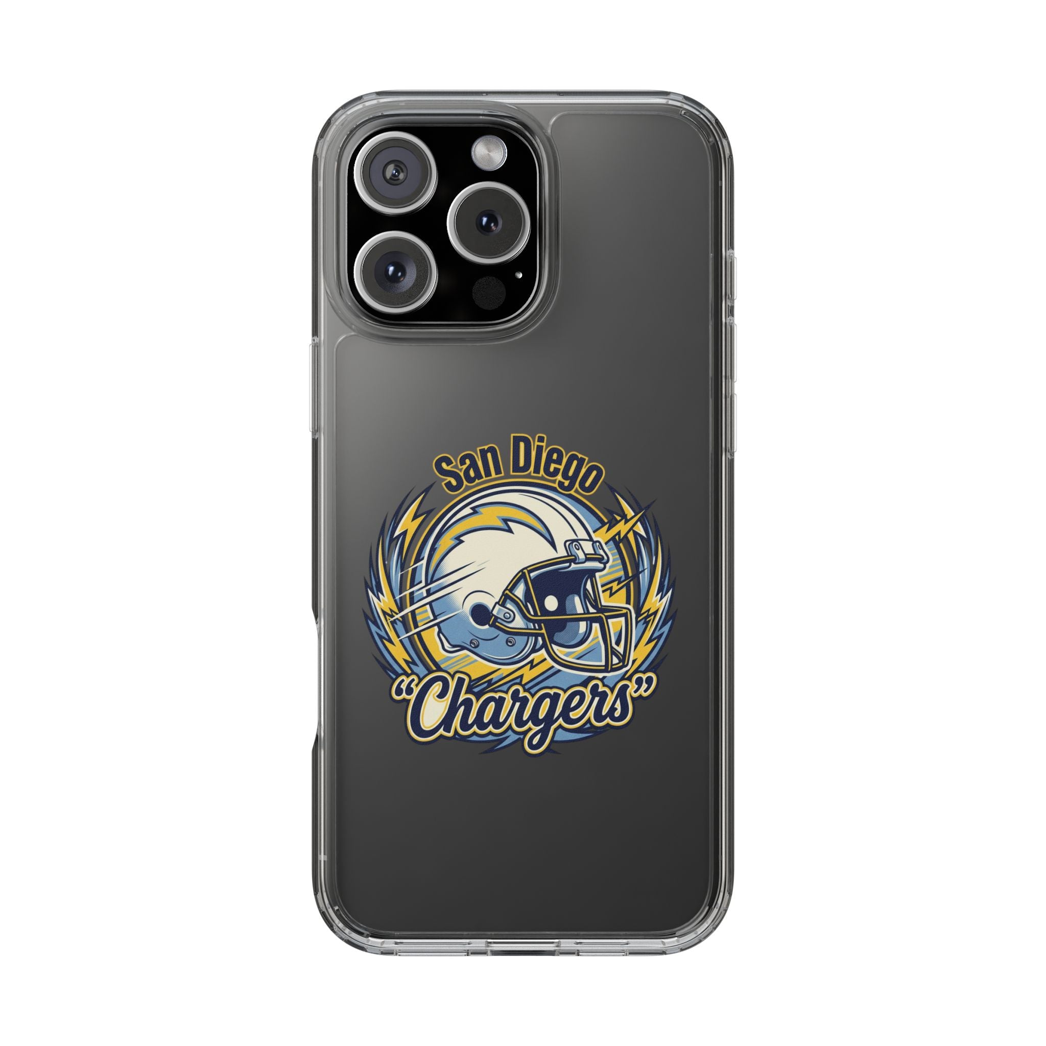 Chargers Clear Phone Case — San Diego Lightning Helmet Design