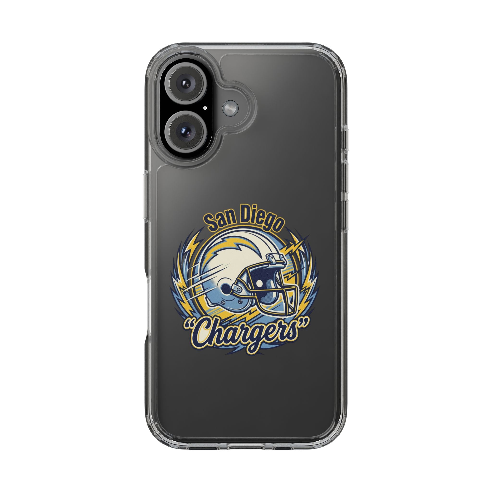 Chargers Clear Phone Case — San Diego Lightning Helmet Design