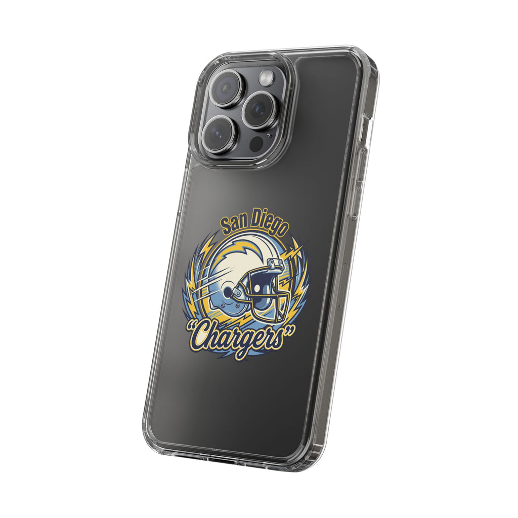 Chargers Clear Phone Case — San Diego Lightning Helmet Design