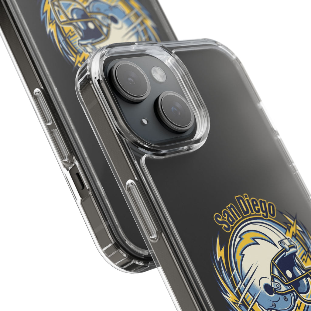 Chargers Clear Phone Case — San Diego Lightning Helmet Design