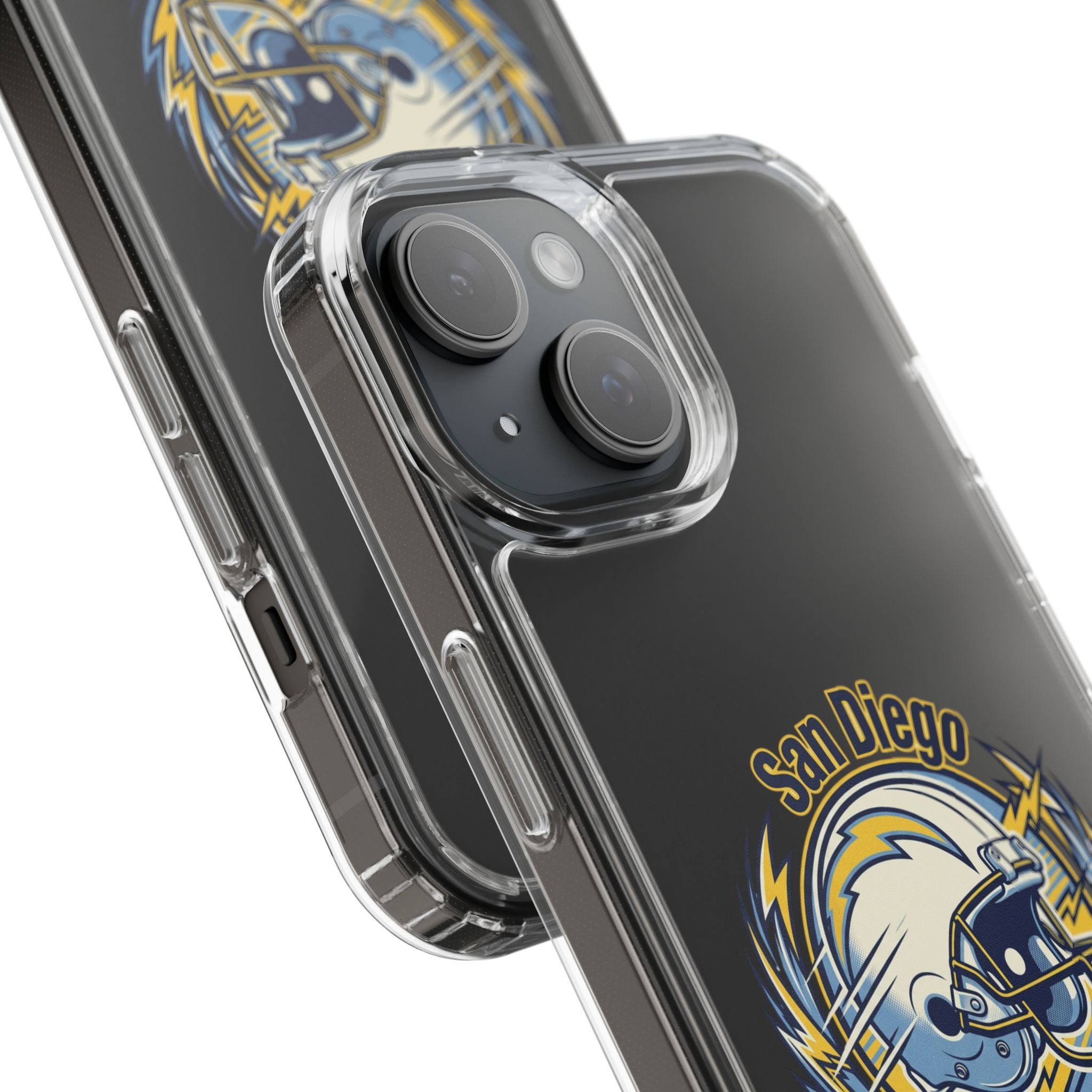 Chargers Clear Phone Case — San Diego Lightning Helmet Design