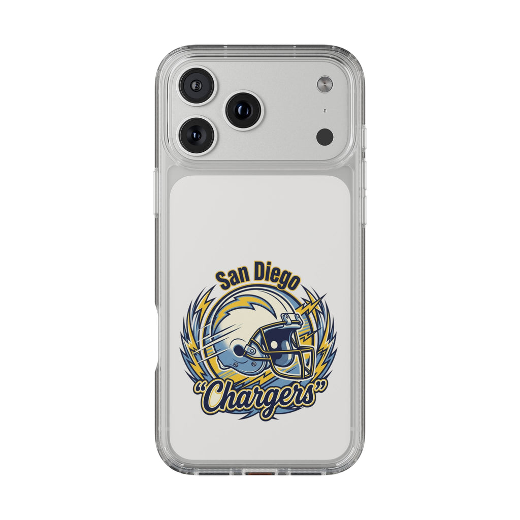 Chargers Clear Phone Case — San Diego Lightning Helmet Design