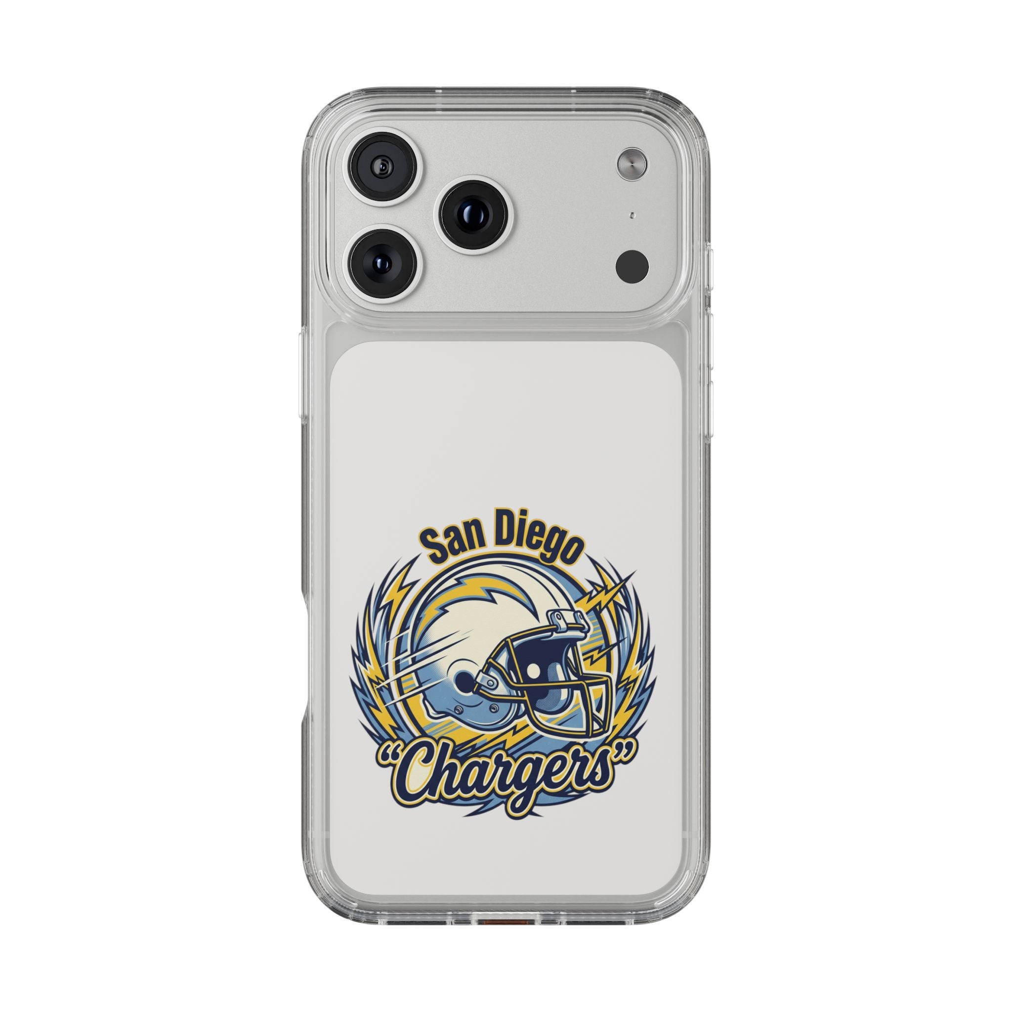 Chargers Clear Phone Case — San Diego Lightning Helmet Design