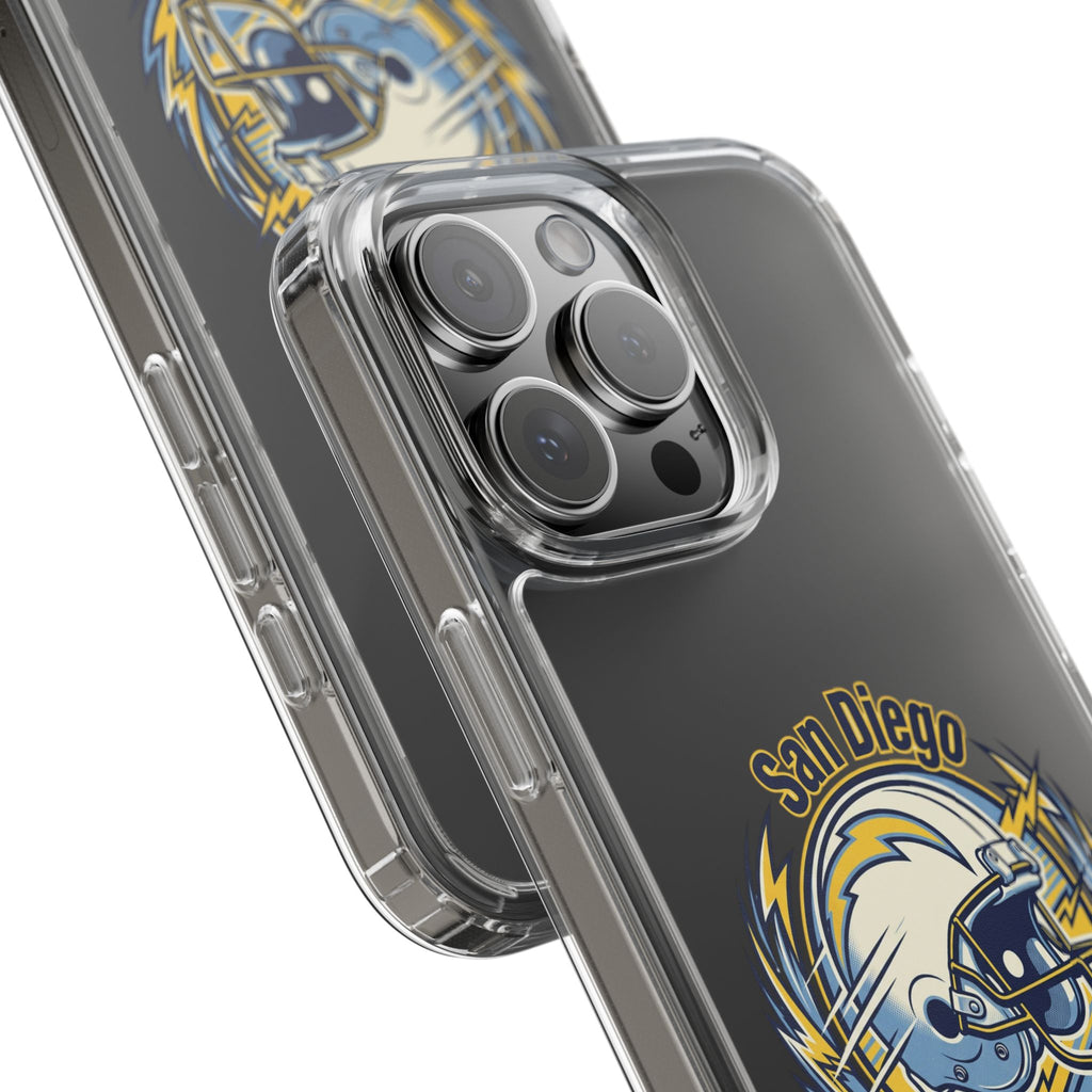 Chargers Clear Phone Case — San Diego Lightning Helmet Design