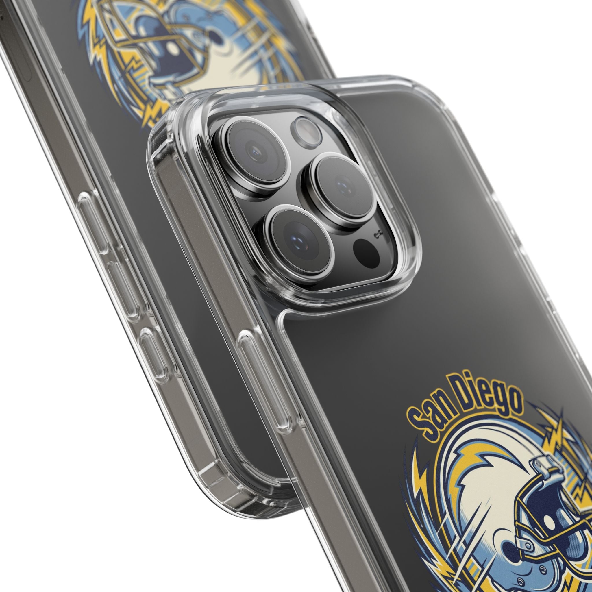 Chargers Clear Phone Case — San Diego Lightning Helmet Design