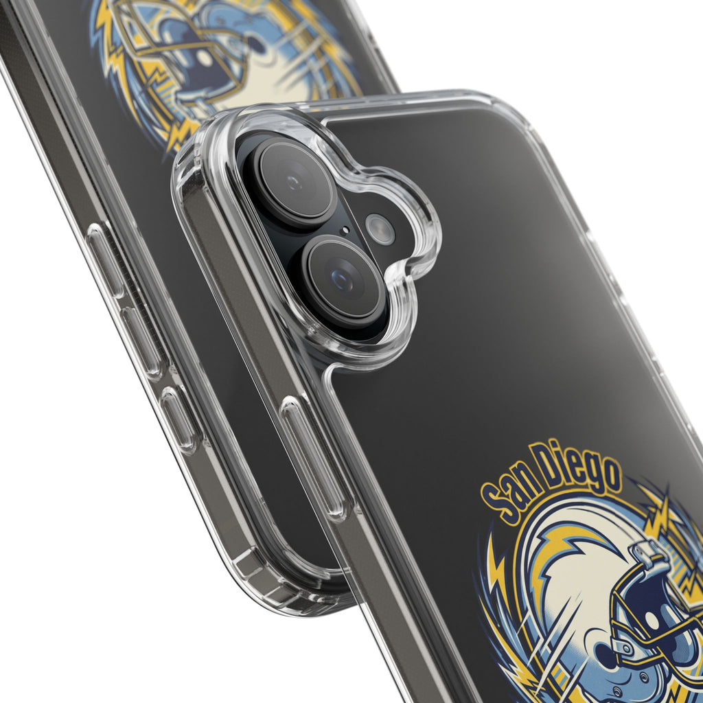 Chargers Clear Phone Case — San Diego Lightning Helmet Design
