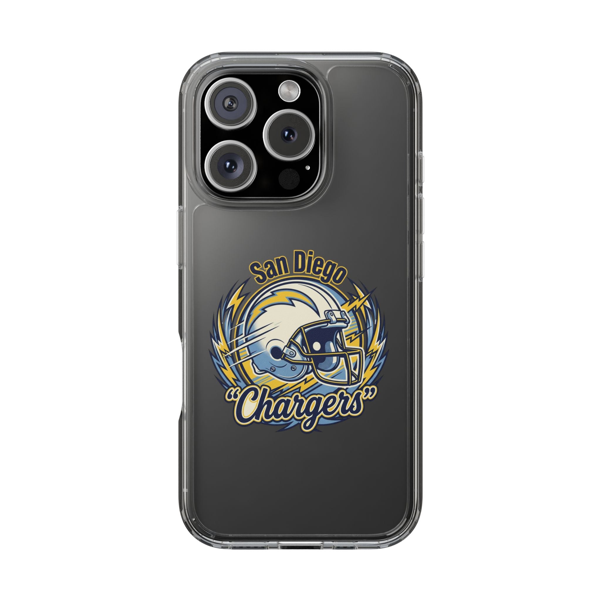 Chargers Clear Phone Case — San Diego Lightning Helmet Design
