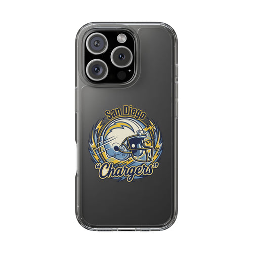 Chargers Clear Phone Case — San Diego Lightning Helmet Design