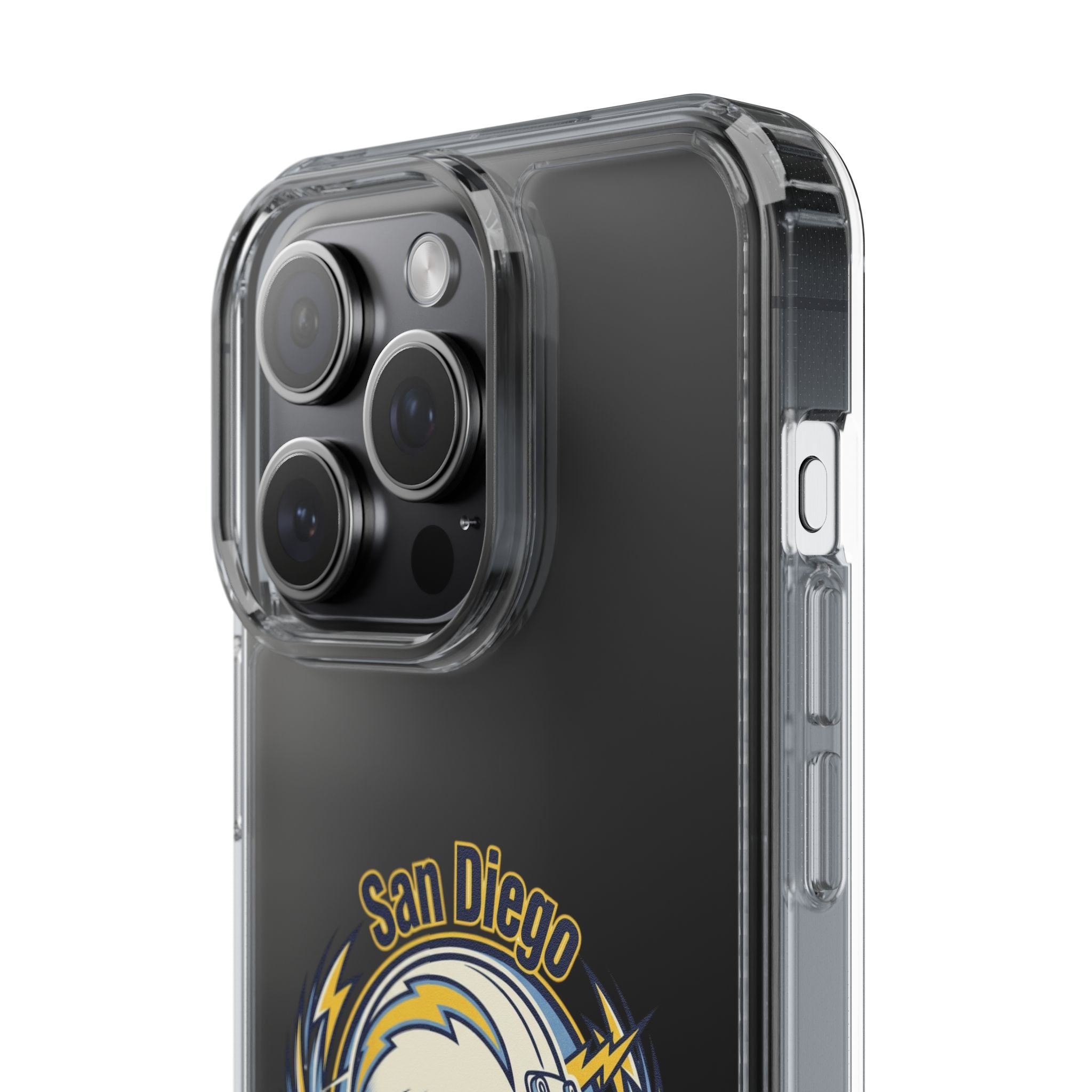 Chargers Clear Phone Case — San Diego Lightning Helmet Design
