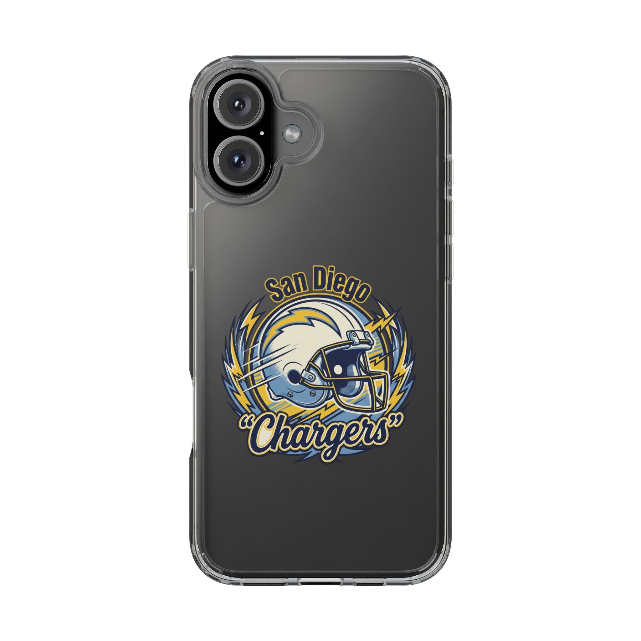Chargers Clear Phone Case — San Diego Lightning Helmet Design
