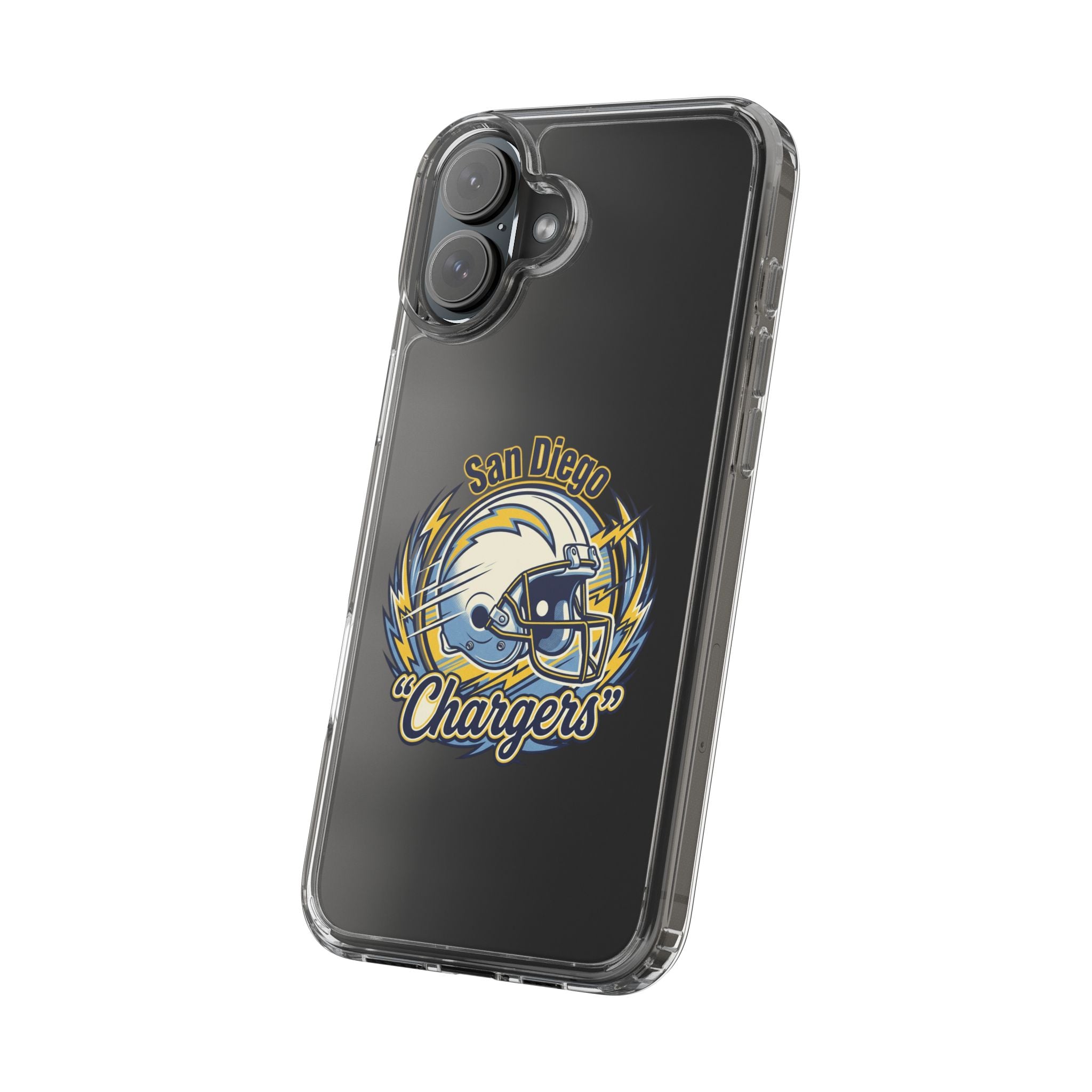 Chargers Clear Phone Case — San Diego Lightning Helmet Design