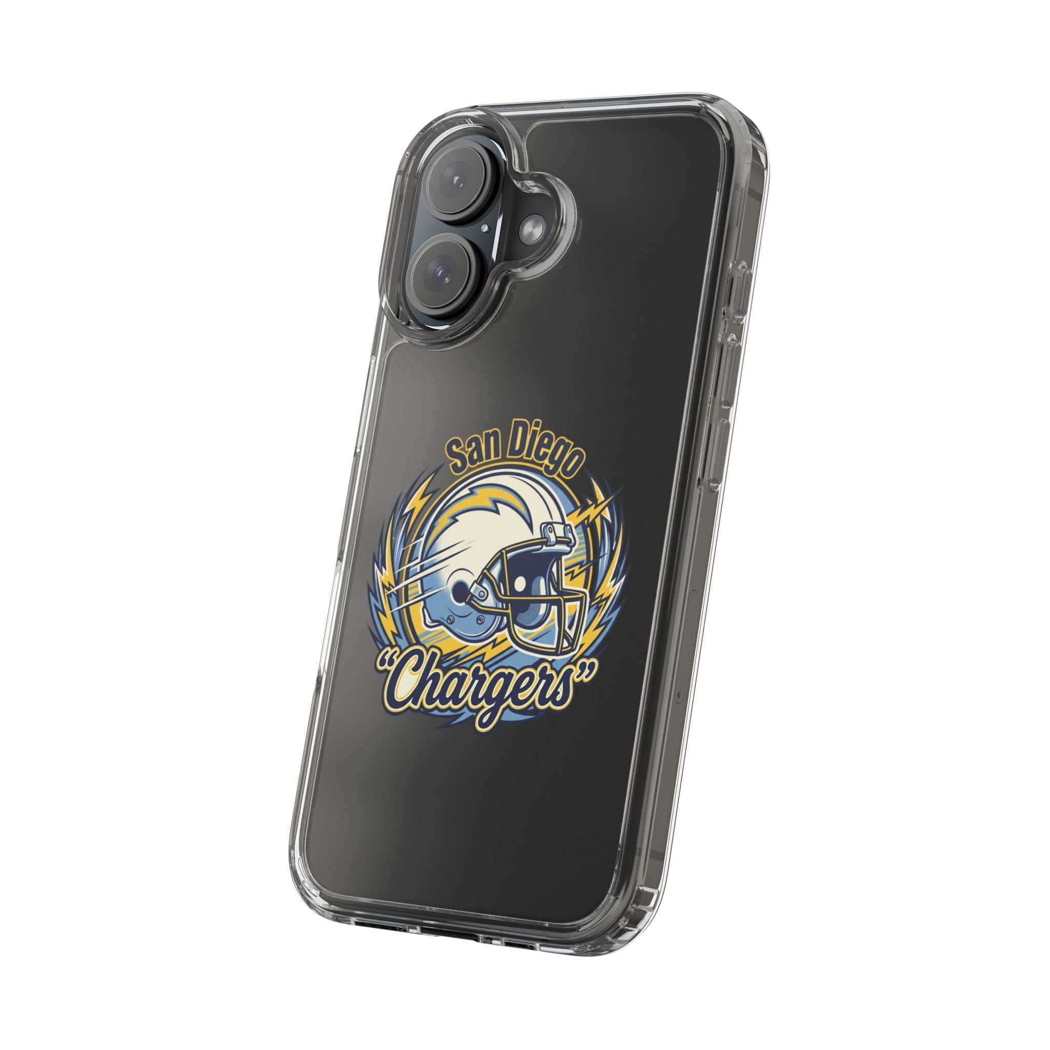 Chargers Clear Phone Case — San Diego Lightning Helmet Design