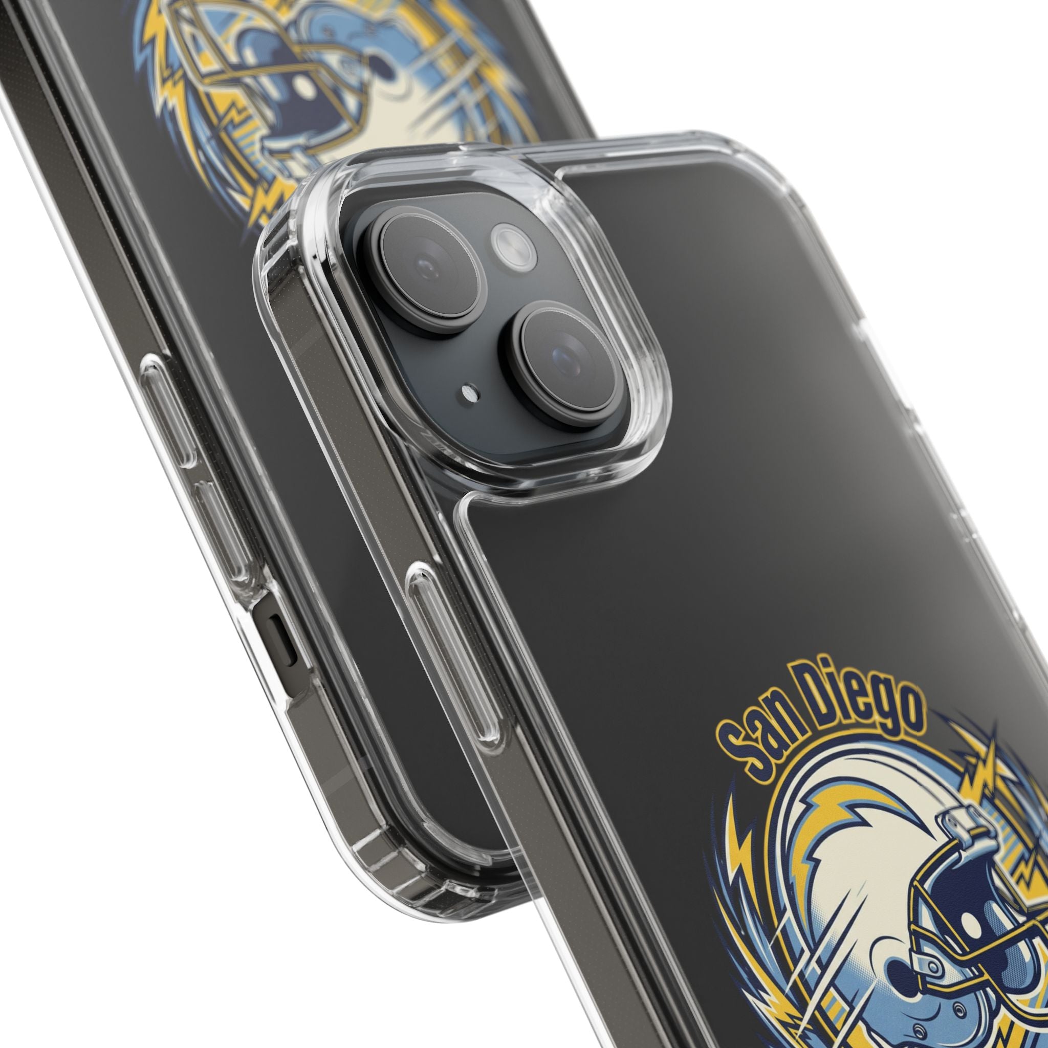 Chargers Clear Phone Case — San Diego Lightning Helmet Design