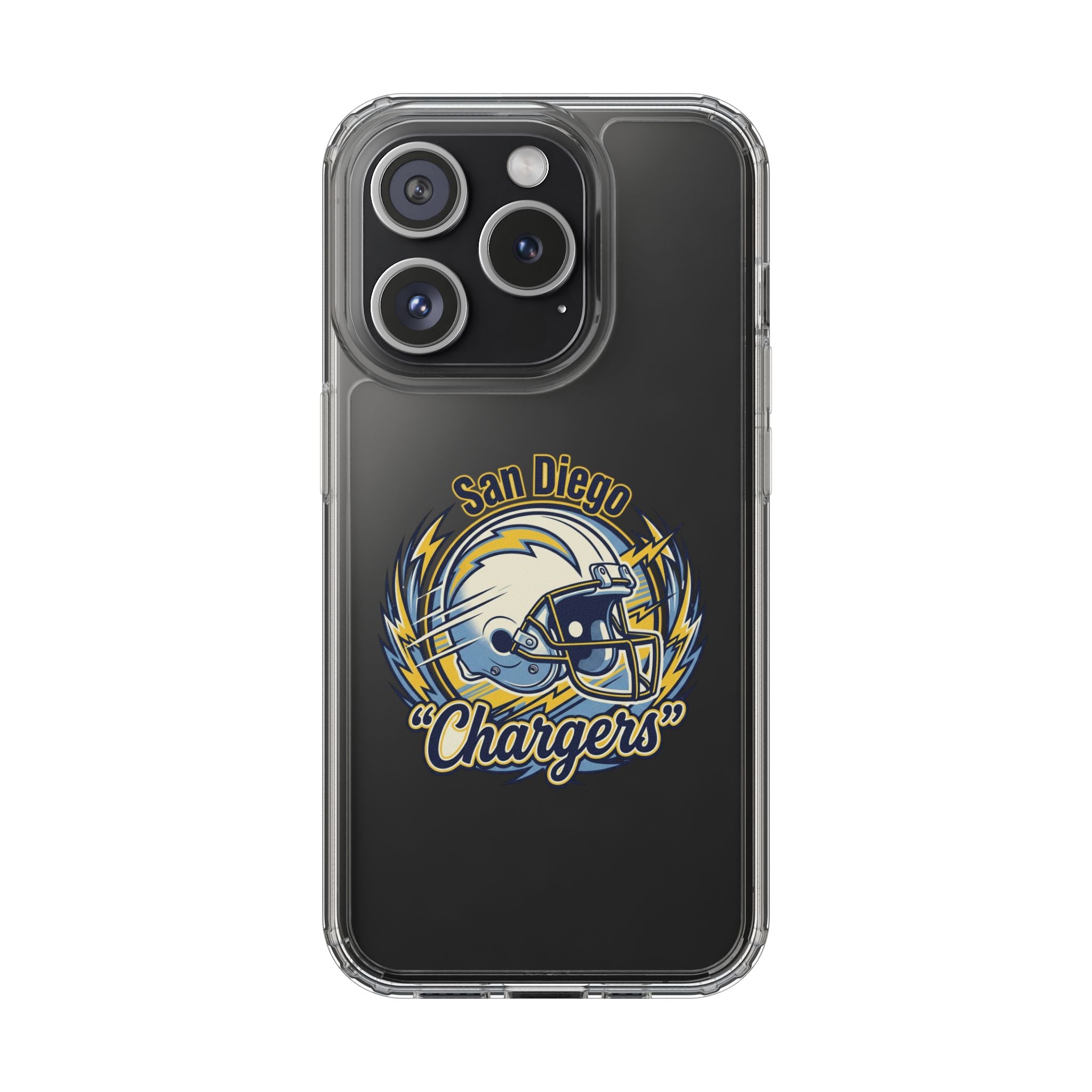 Chargers Clear Phone Case — San Diego Lightning Helmet Design