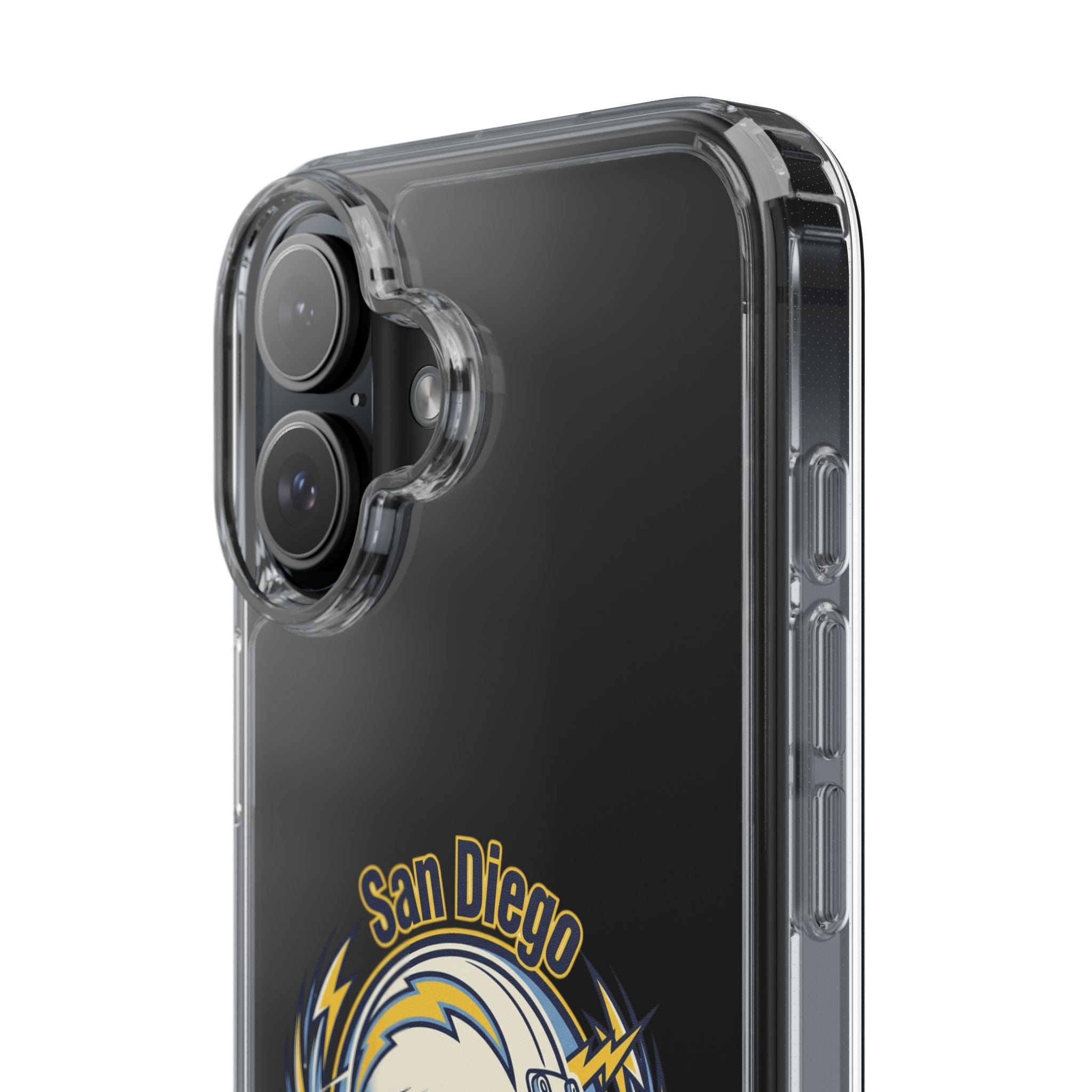 Chargers Clear Phone Case — San Diego Lightning Helmet Design
