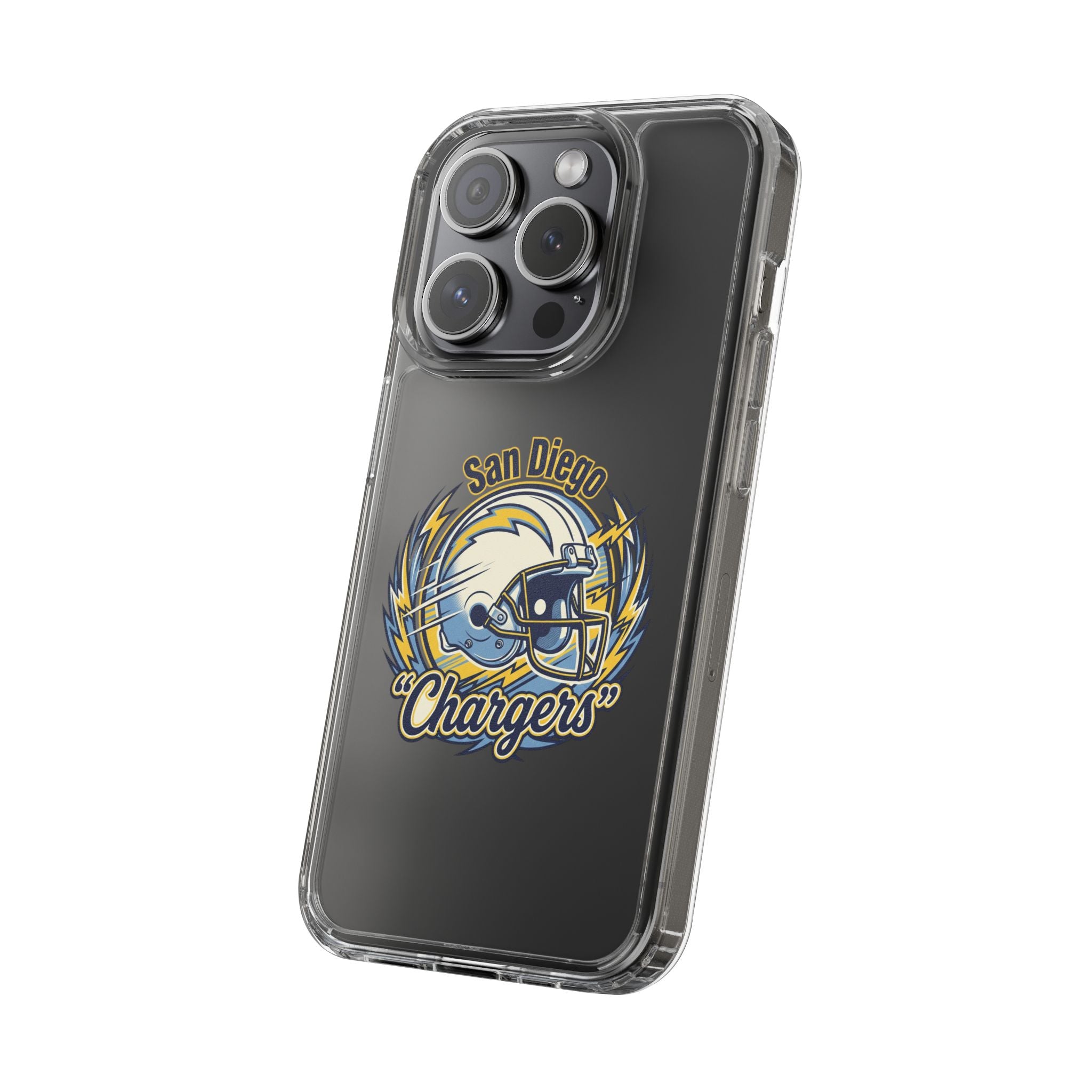 Chargers Clear Phone Case — San Diego Lightning Helmet Design