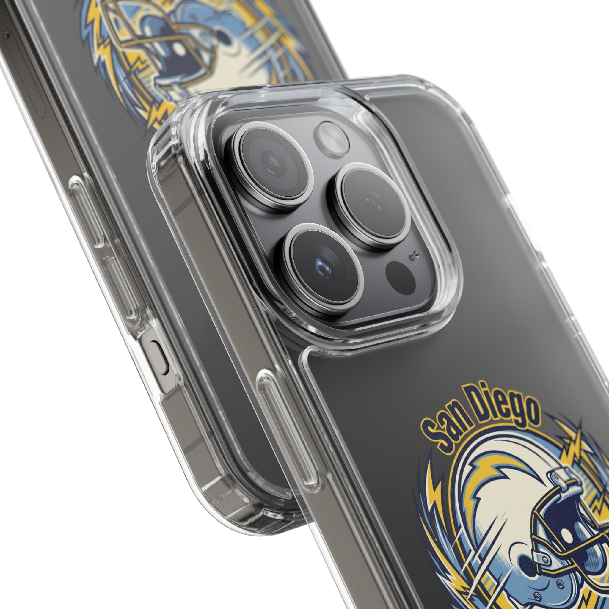 Chargers Clear Phone Case — San Diego Lightning Helmet Design