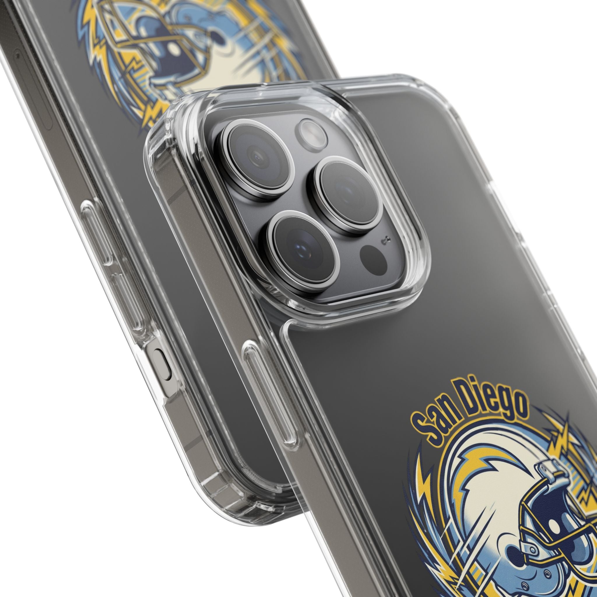 Chargers Clear Phone Case — San Diego Lightning Helmet Design