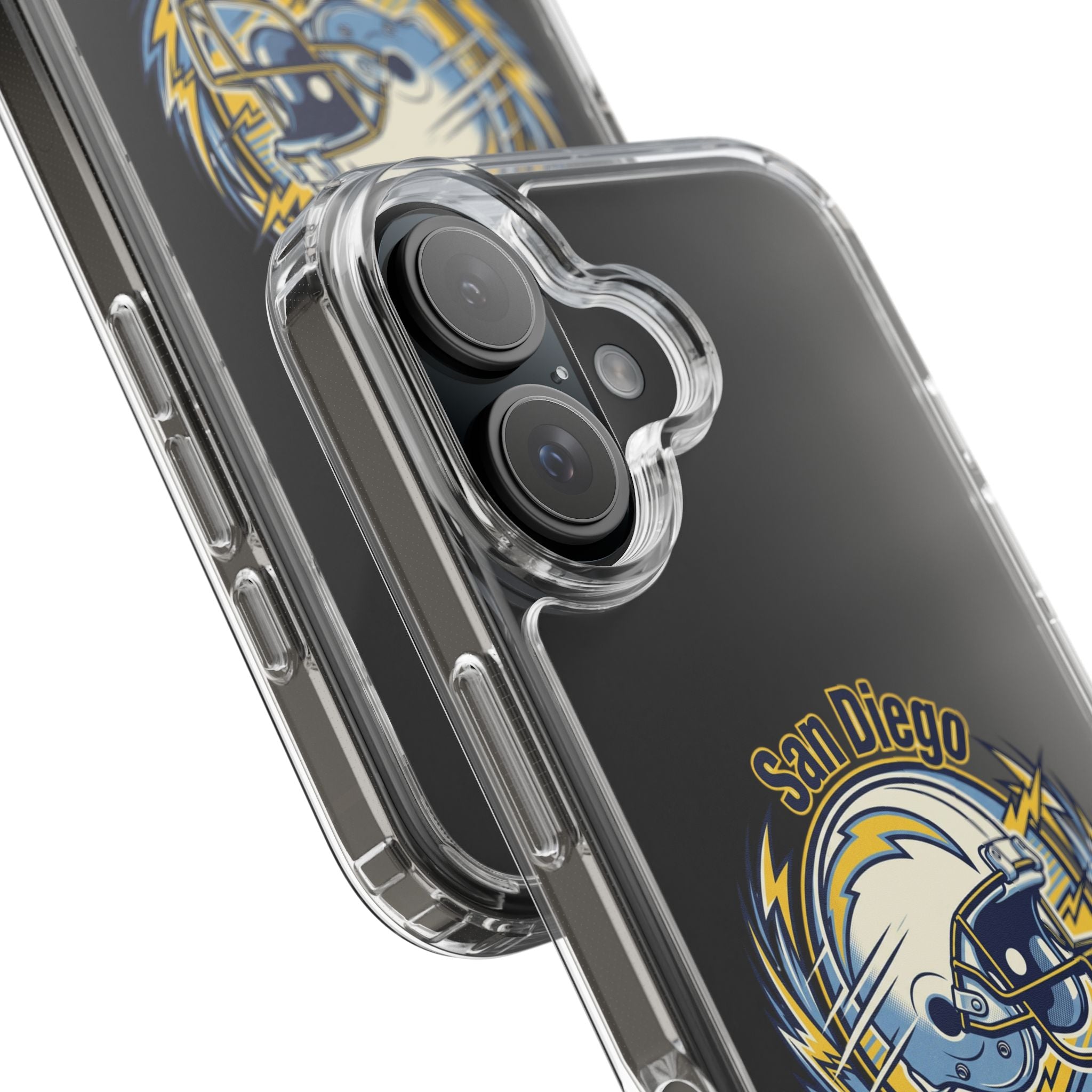 Chargers Clear Phone Case — San Diego Lightning Helmet Design
