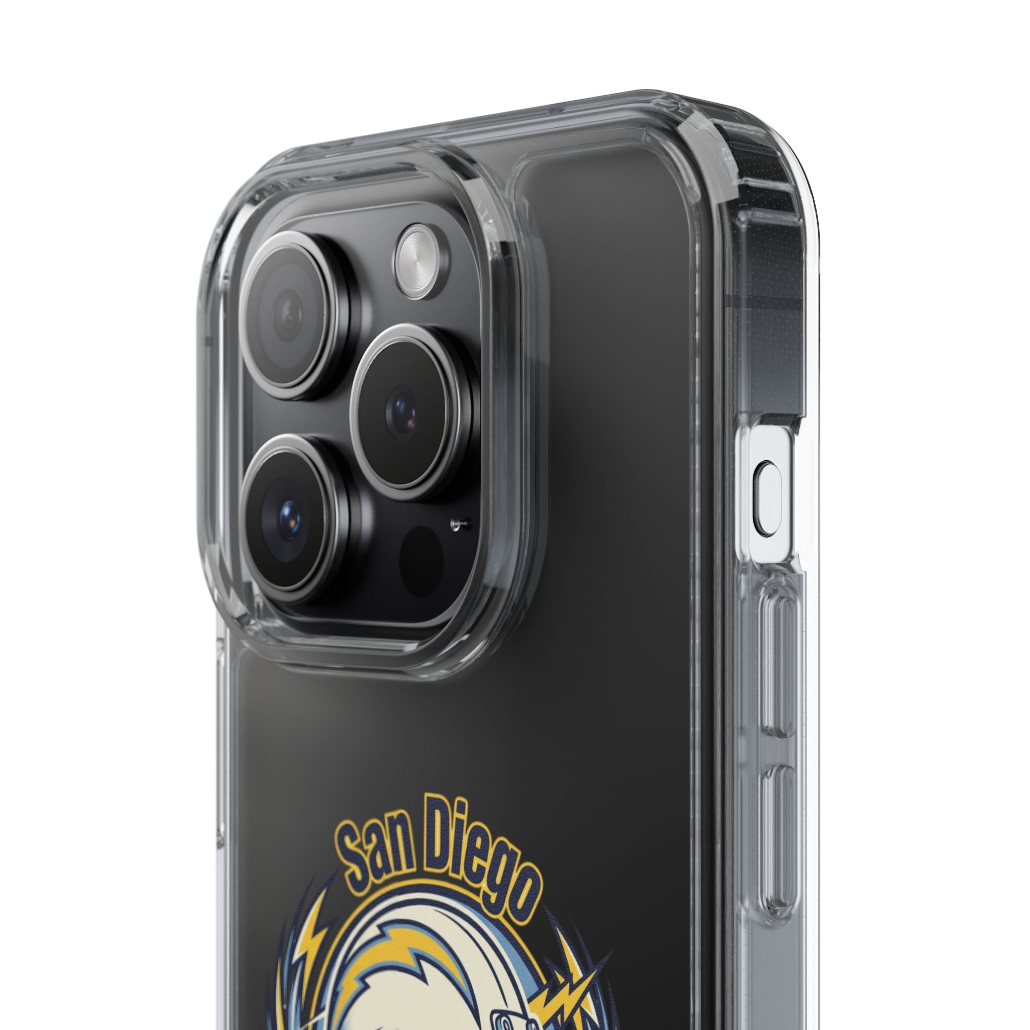 Chargers Clear Phone Case — San Diego Lightning Helmet Design