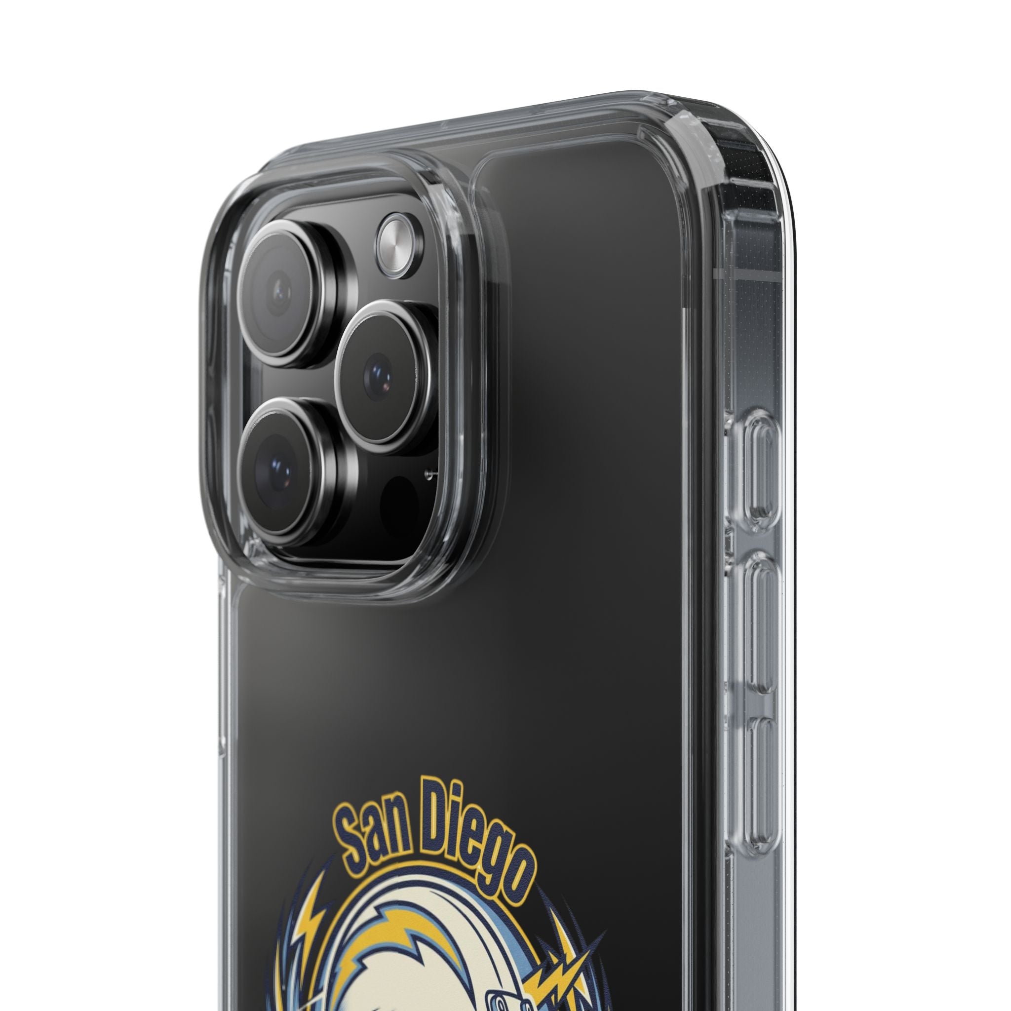 Chargers Clear Phone Case — San Diego Lightning Helmet Design