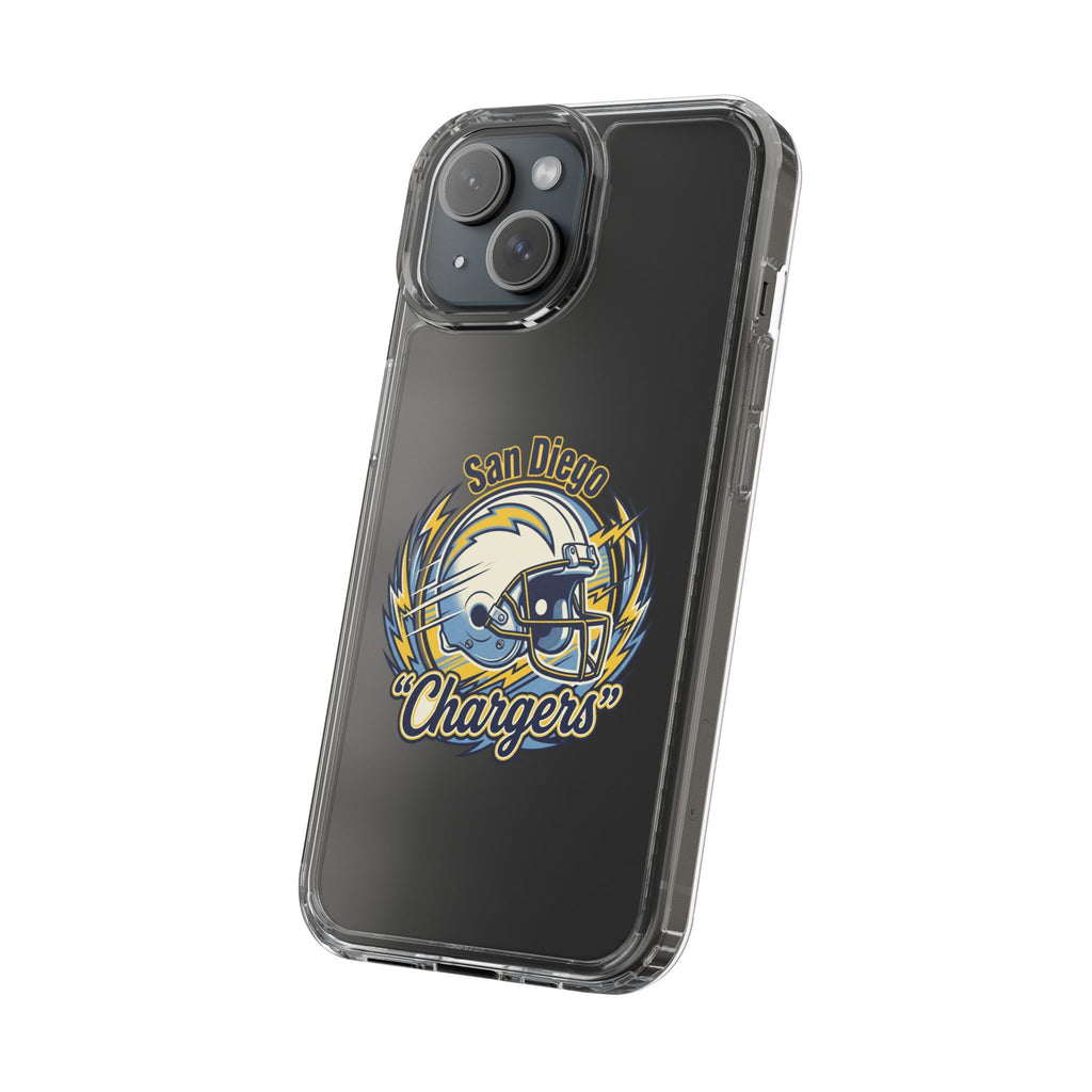 Chargers Clear Phone Case — San Diego Lightning Helmet Design