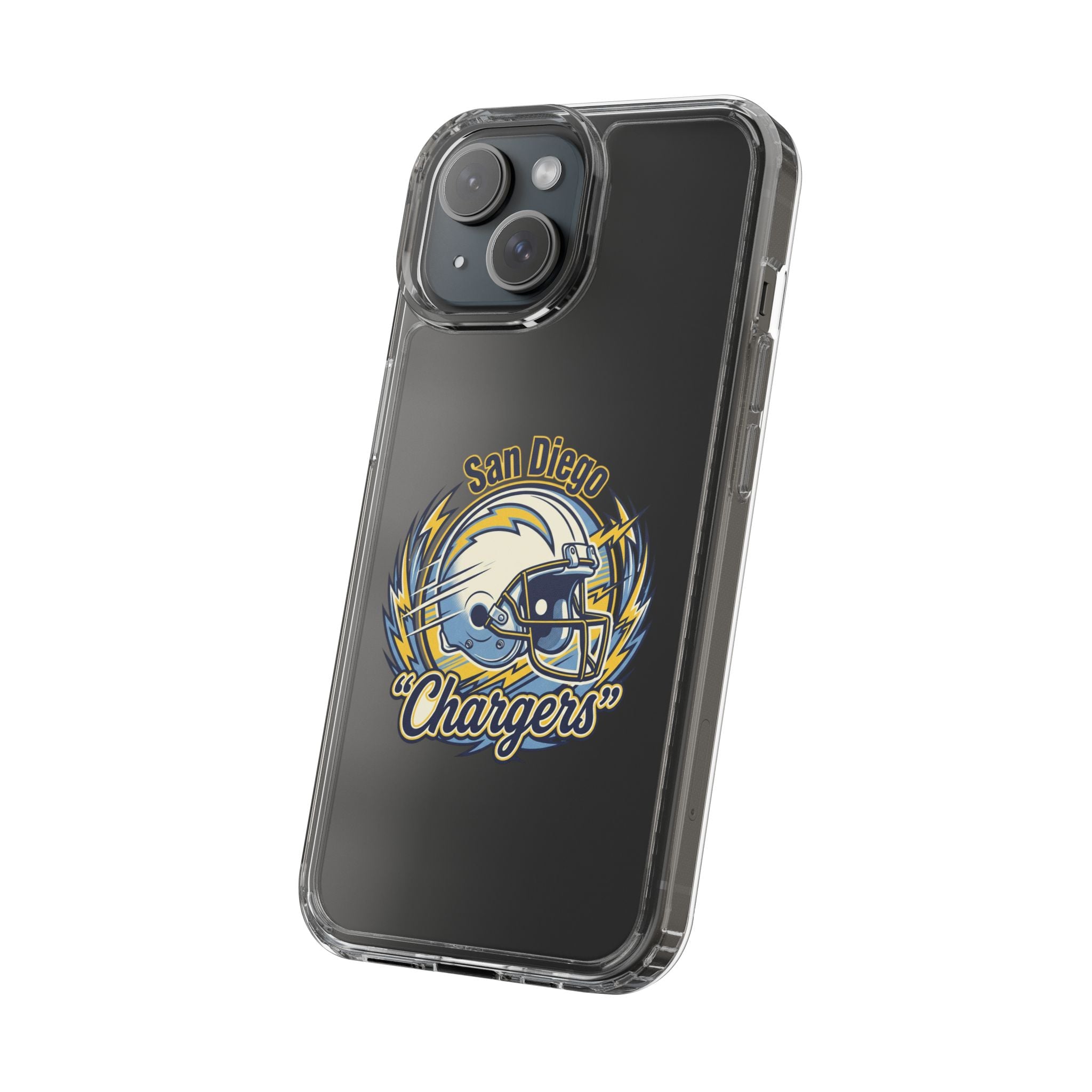 Chargers Clear Phone Case — San Diego Lightning Helmet Design