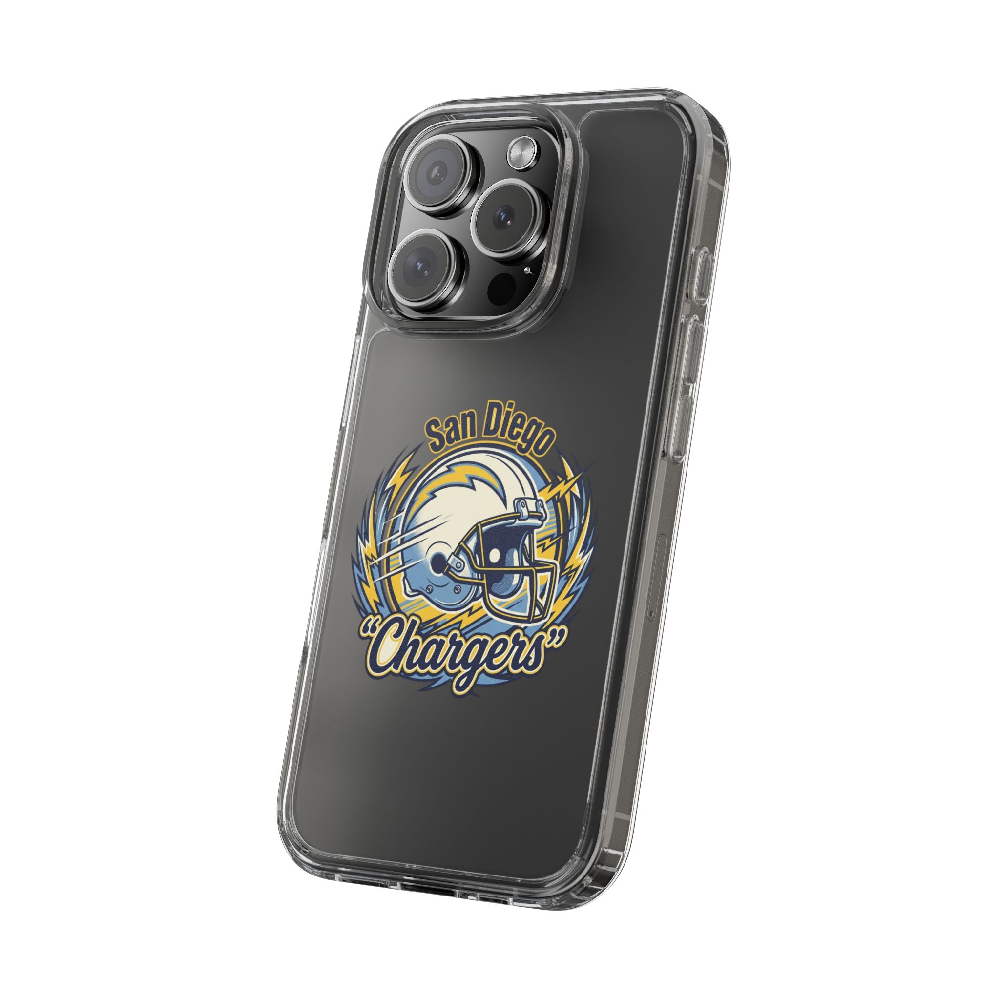 Chargers Clear Phone Case — San Diego Lightning Helmet Design
