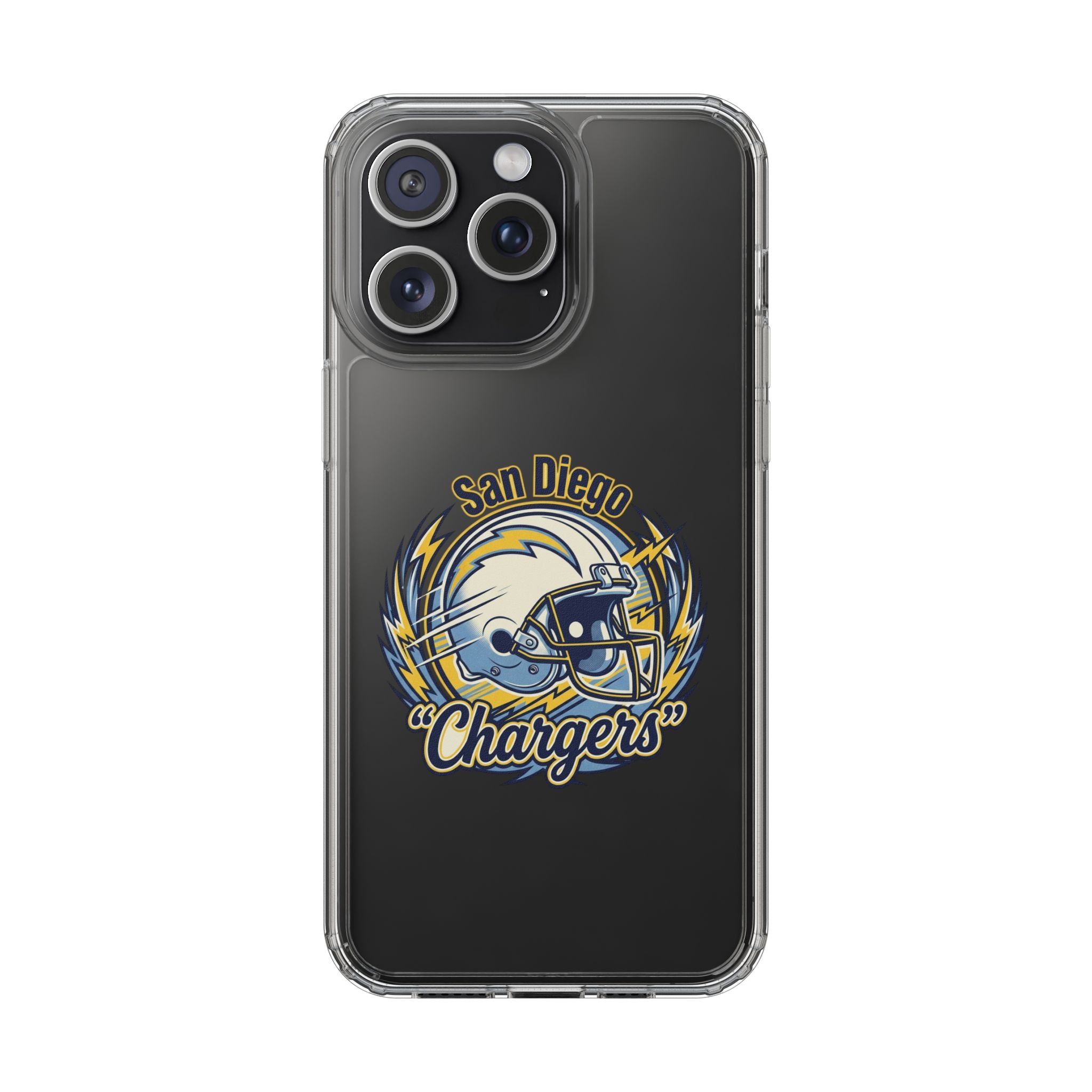Chargers Clear Phone Case — San Diego Lightning Helmet Design