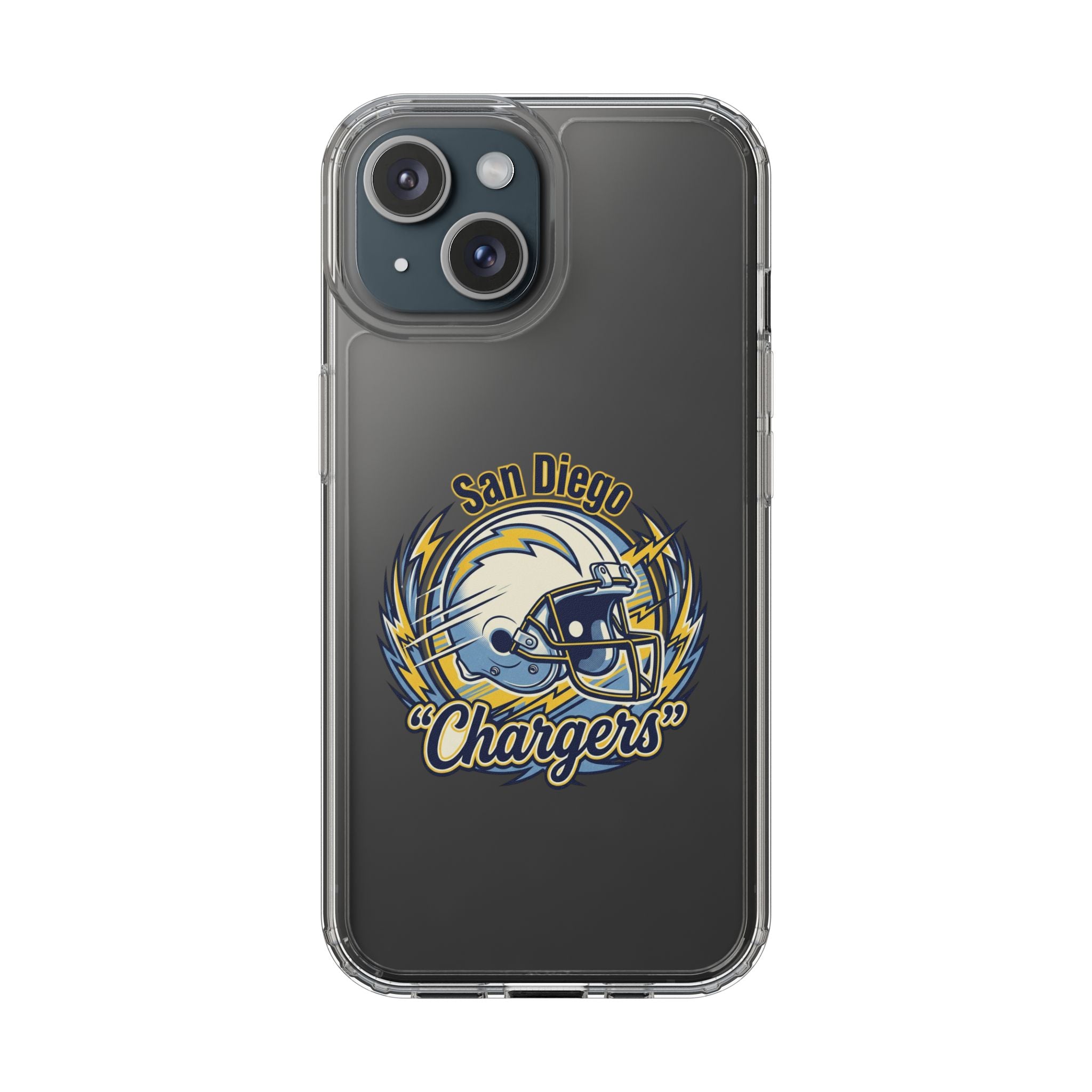 Chargers Clear Phone Case — San Diego Lightning Helmet Design