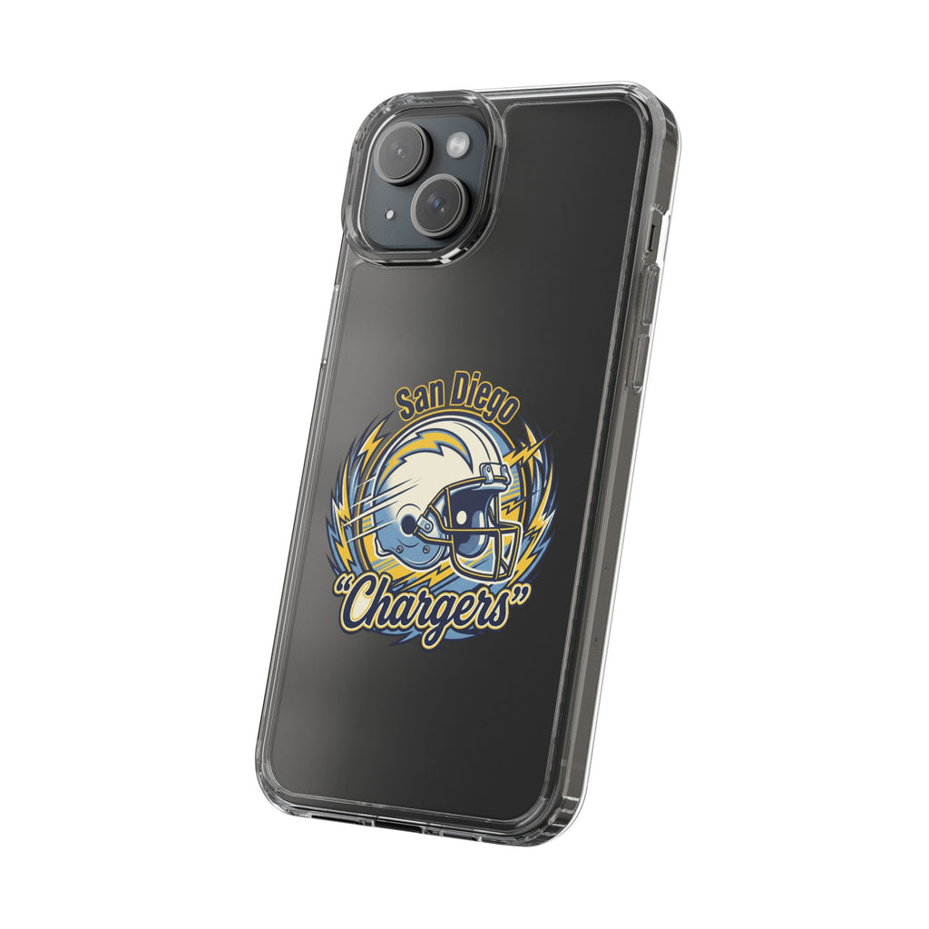 Chargers Clear Phone Case — San Diego Lightning Helmet Design