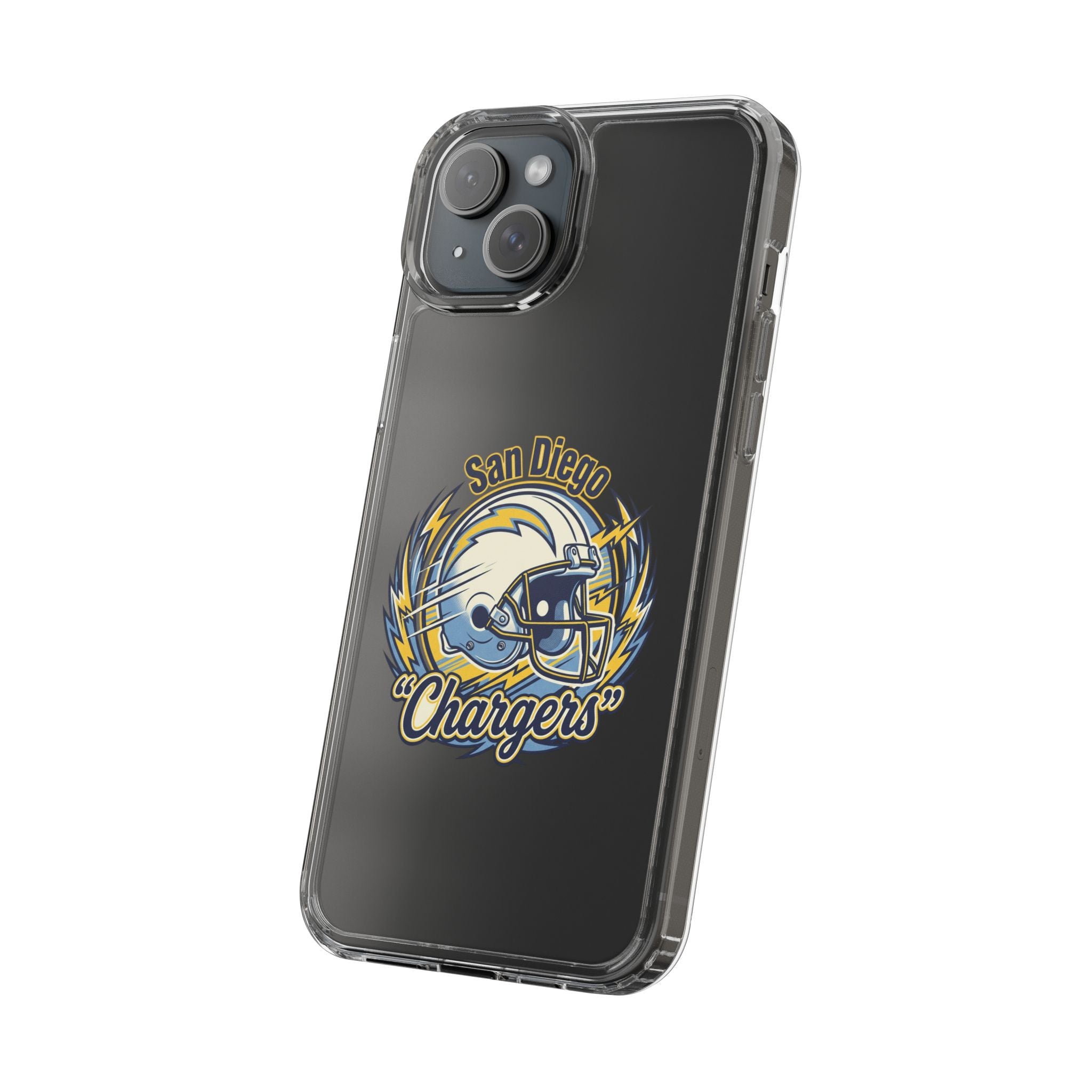 Chargers Clear Phone Case — San Diego Lightning Helmet Design